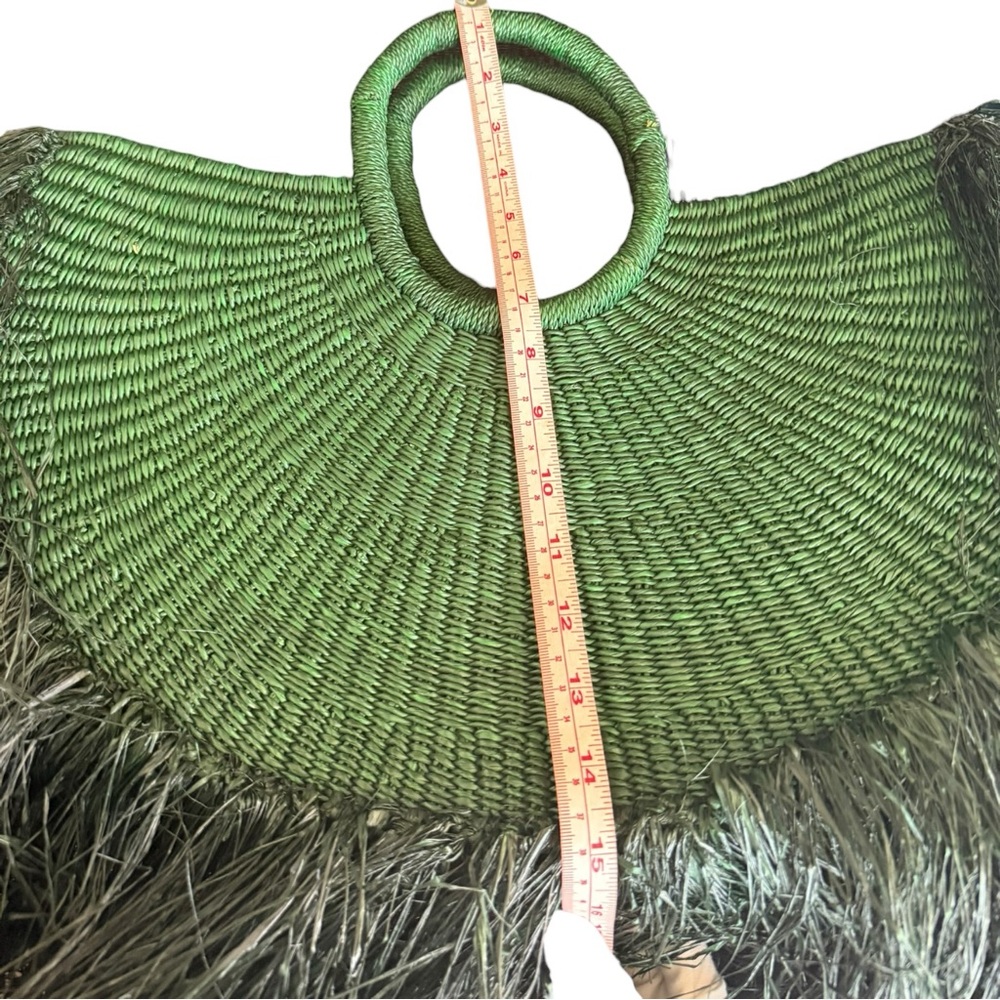 Raffia Handwoven Pink Tote With Fringe | Summer Handbag | Straw Beach Tote - Picture 8 of 14